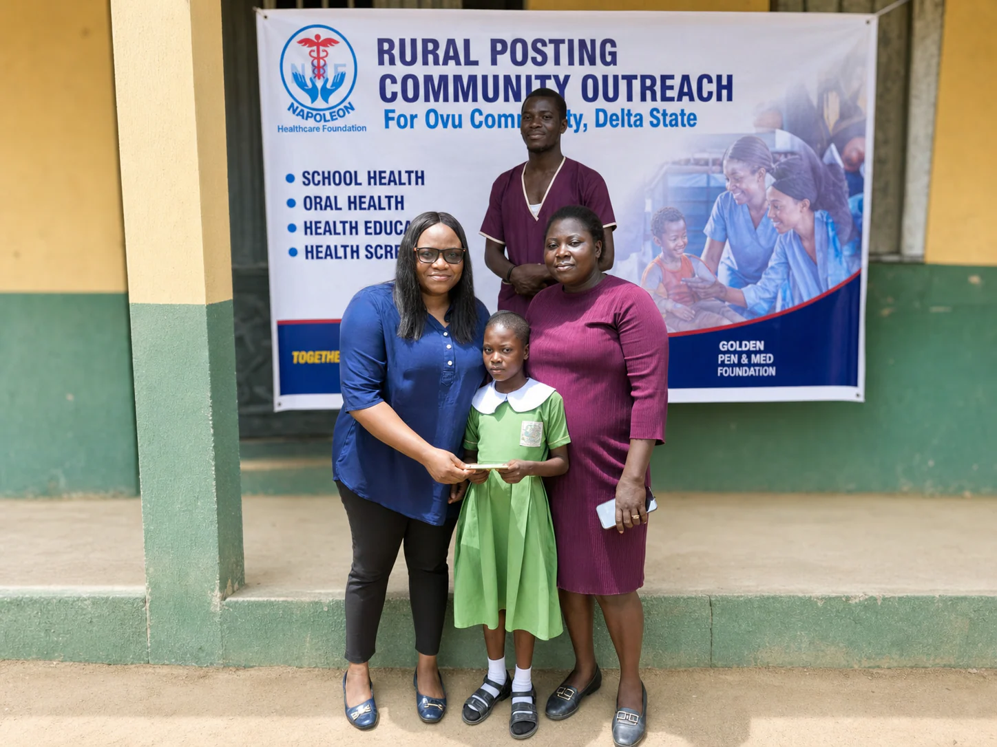 NHF team presenting to pupils and staff during the Ovu School Health Programme