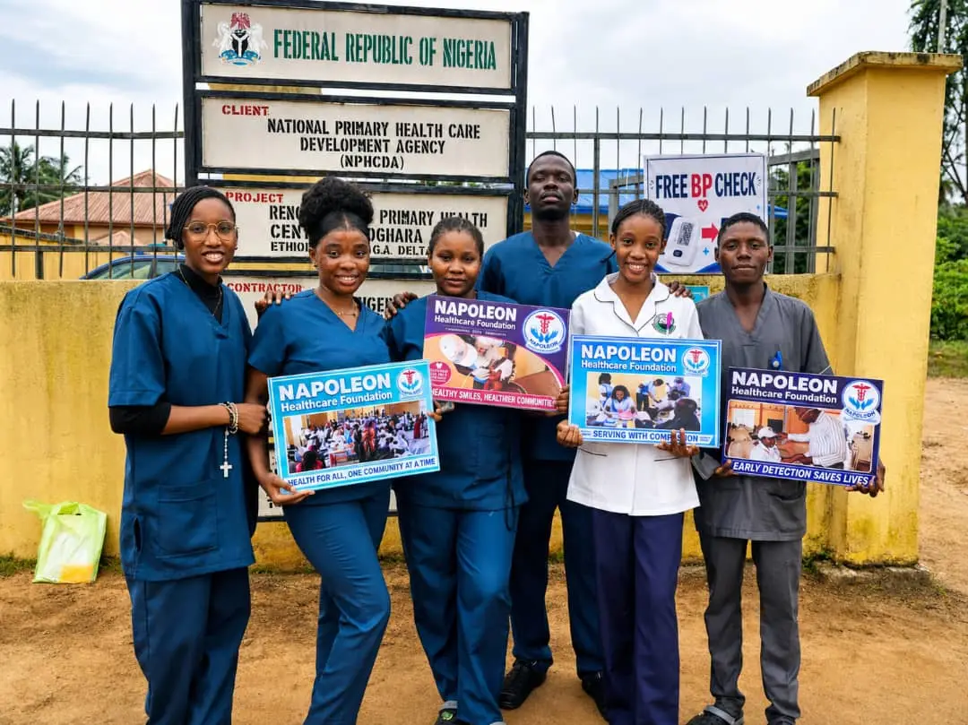 Nursing students and NHF volunteers with foundation placards during World Breastfeeding Week 2026